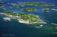 Aerial photographed from a Beaver waterplane over Parry Sound at Lake Huron in Ontario, Canada
