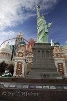 The Statue of Liberty stands in from of the New York New York Hotel and Casino in Las Vegas, Nevada.