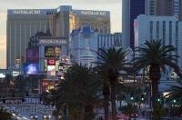 A small example of the themed hotels and casinos along the Las Vegas Strip in Nevada, USA.