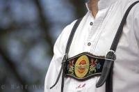 The Leather suspenders are embroidered as are the Lederhosen worn by Bavarian Men.