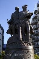 A statue commemorating the Lewis and Clark voyage of discovery situated in the town of Seaside, Oregon, USA.