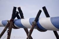 The poles used to raise the Maibaum during the Maibaumfest celebrations in Putzbrunn, Bavaria, Germany.