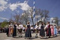 Part of the finale of the annual Maibaumfest is dancing near the Maibaum in Putzbrunn, Germany.