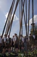 A gathering of Bavarian men at the Maibaumfest in Putzbrunn, Southern Bavaria.