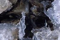 An artistic impression of ice melting away creating different formations.