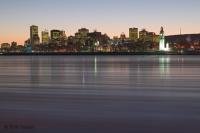 Skyline of Montreal City seen from the opposite side of the St.Lawrence River in Quebec, Canada
