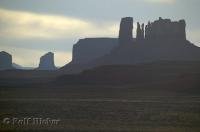 Some of the massive towers and spires of the buttes in Monument Valley, Utah, USA.