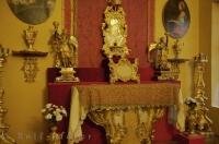 The chapel alter at the Palais Lascaris Museum in Nice, France in Europe has many historic pieces displayed for viewing.