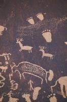 These drawings of foot prints and animals are possibly the work of native american people.