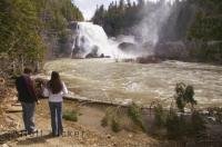 The power of the neigette Falls near Rimouski is seen during a spring flood. During the summer months this is an ideal place to see on a family vacation to Quebec.