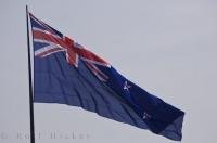 The New Zealand Flag flies proudly at the America's Cup Village in Valencia, Spain.