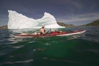 A great adventure - ocean kayaking along Icebergs off the Newfoundland coastline, Canada.