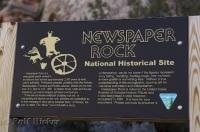 A sign which gives some information about the petroglyphs on Newspaper Rock near Canyonlands National Park.
