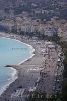 The waterfront along the city is where most of the tourists flock to when visiting Nice, France in Europe.