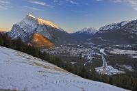 The road up Mt Norquay to the ski resort is one of switch backs but great viewpoints. A few kilometres from the interchange is a meadow clearing which offers a great view of the town of Banff and surrounding mountains.