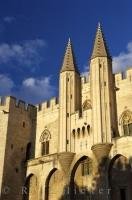 The historic Palais des Papas glistens in the sunlight in the walled city of Avignon, in the Provence, France in Europe.