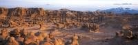 A panoramic picture of the Goblin Valley State Park in Utah, USA