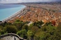 Panoramic view of the Old Town of Nice from the Parc du Chateau in Nice, Provence in France, Europe.