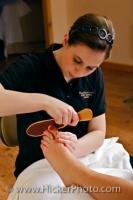 This pedicure treatment is taking place at the Black Bear Resort Day Spa in Port McNeill, British Columbia. This day spa offers many facilities in which to pamper yourself, with a range of pedicure treatments being just one category on the menu.