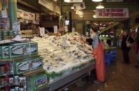 A photo of a fish stall at the Pike Market, Public Market Center in downtown Seattle.