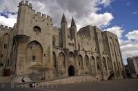 The magnificent Palais des Papes or Popes Palace in the medieval city of Avignon in Vaucluse, Provence, France in Europe.