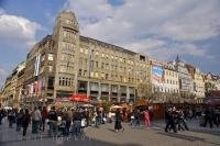 Wenceslas Square in city of Prague in the Czech Republic is the center of business and cultural communities.