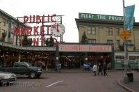 The entrance to the Public Marketplace in downtown Seattle, Washington, USA.