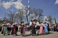 Dancers celebrate during the annual Maibaum event in Putzbrunn, Germany.