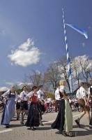 The dances are part of the grand finale during the Maibaumfest in the village of Putzbrunn, Southern Bavaria.