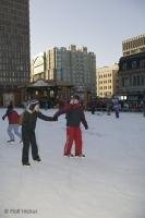 Stock Photo of romantic Ice Skating during the Quebec Winter Carnival in the old city