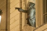 The government building in Quebec city is adorned with statues of famous people.