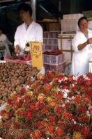 The Kensington Market in Chinatown, Toronto has a variety of fruit on display like the Rambutan.