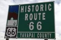 A sign along the Historic Route 66 in Yavapai County in Arizona, USA.