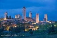 Dusk on the San Gimignano skyline in the Province of Siena, in the Tuscany region of Italy.