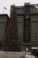 A decorated christmas tree brightens up downtown San Francisco in California, USA.
