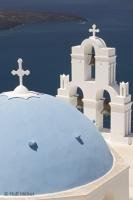 Church roof of Agios Gerasimos on Santorini Island