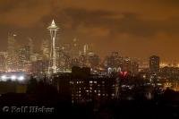 A night picture of the downtown district of Seattle in Washington, USA.