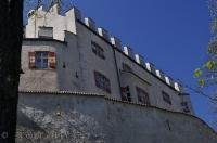The South Tyrol castle in Bruneck, Italy sits high on a hill and can be seen from anywhere in town.