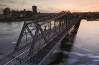 The view from Nepean Point across the Ottawa River and Pont Alexandra Bridgeto Hull in Quebec, Canada.