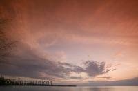 A beautiful sun set over Simcoe Lake near Georgina, Jackson Point in Ontario, Canada.