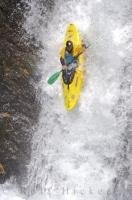Running a waterfall, one of the most popular kayaking sports in the Catalan Pyrenees of Spain.