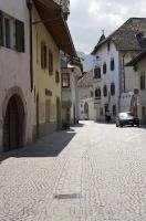 The cobbled streets of the historic own of St Paul's in South Tyrol, Italy.