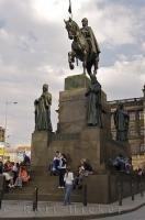 Statue honoring St. Wenceslas and other saints in Prague, Czech Republic.