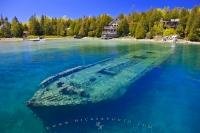 A watery grave in Big Tub Harbour is the final resting place for the shipwreck of the ship Sweepstakes in the Fathom Five National Marine Park, Lake Huron, Ontario, Canada.
