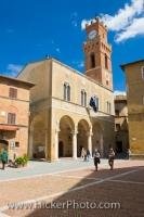 The Piazza Pio II in Pienza in the Province of Siena in the  Region of Tuscany in Italy, Europe, replaced the original town centre in the 15th century.