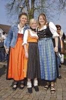 Ladies in their traditional Bavarian dirndls in Putzbrunn, Germany.