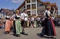 Dancers perform during the traditional Maibaumfest in Putzbrunn, Bavaria, Germany.