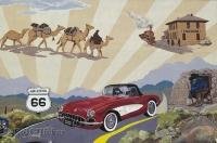 A collection of wall murals adorn the side of the Mohave Museum building in the town of Kingman, Arizona.