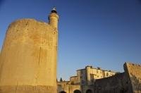 The walled town of Aigues Mortes and the 13th century Constance Tower in the Languedoc region of Provence, France.