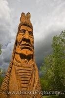 The Whispering Giant, a carved cedar tribute to the First Nations People of North American, can be seen in the town of Winnipeg Beach, a Provincial Recreation Area in Manitoba, Canada.